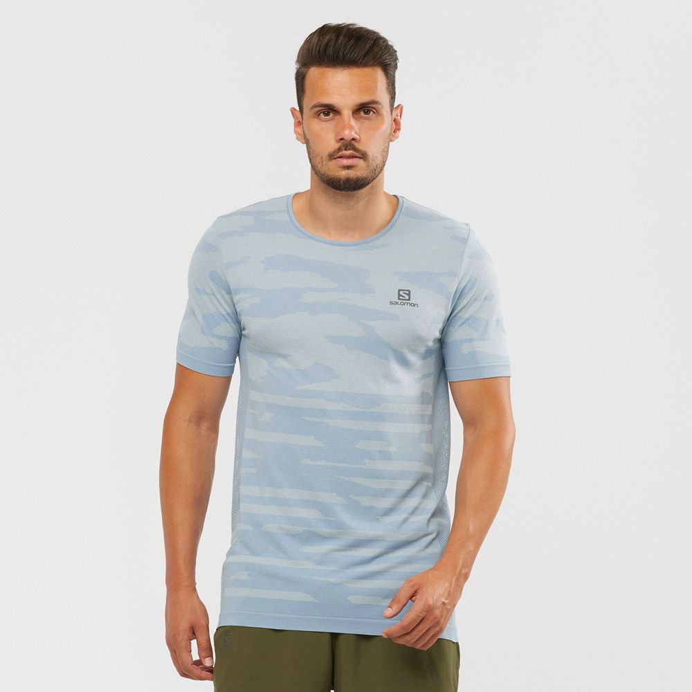 Salomon Israel XA CAMO TEE - Mens T shirts - Ashley Blue (JKLA-38706)